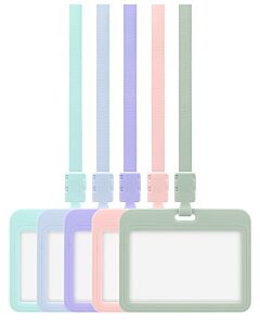 Lanyard with Card Holder Plastic Horizontal Contoured ID Badge Set
